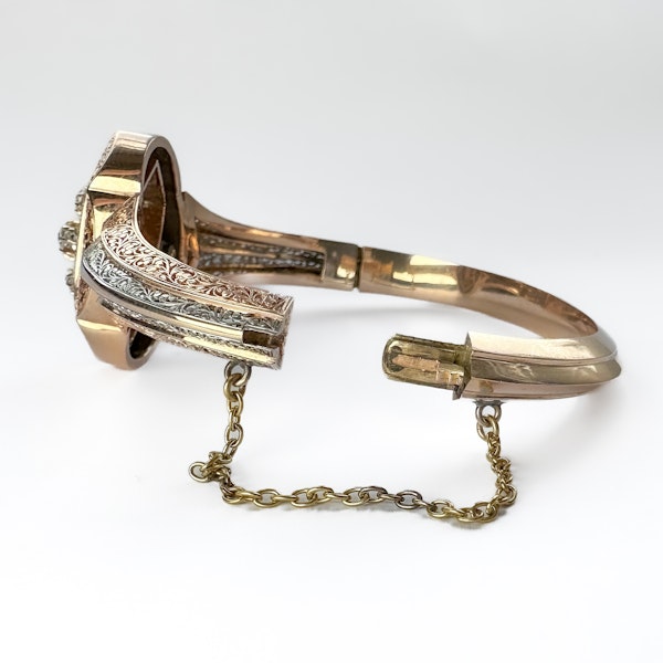 Antique Rose Gold & Platinum Diamond Bangle - Saddingtons Jewellery Stand 375 - image 3