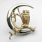 Vintage Gold Owl In The Moon Brooch - Saddingtons Jewellery Stand 375 - image 1