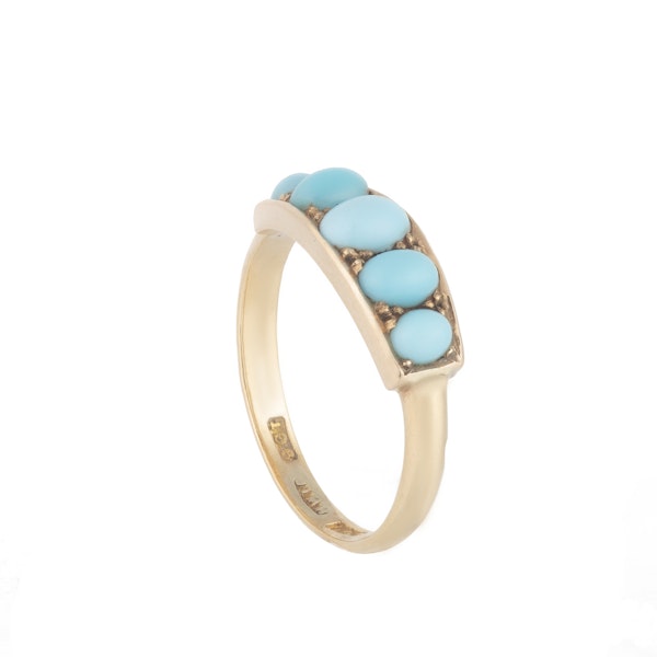 Five Stone Turquoise & Gold Ring c.1930s - image 2