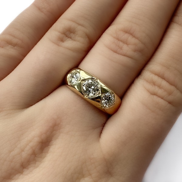 Antique 3 Stone Diamond Gypsy Ring - Saddingtons Jewellery Stand 375 - image 2