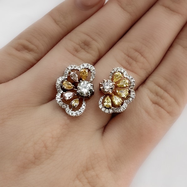 Yellow, Pink & White Diamond Flower Ring - Saddingtons Jewellery Stand 375 - image 1