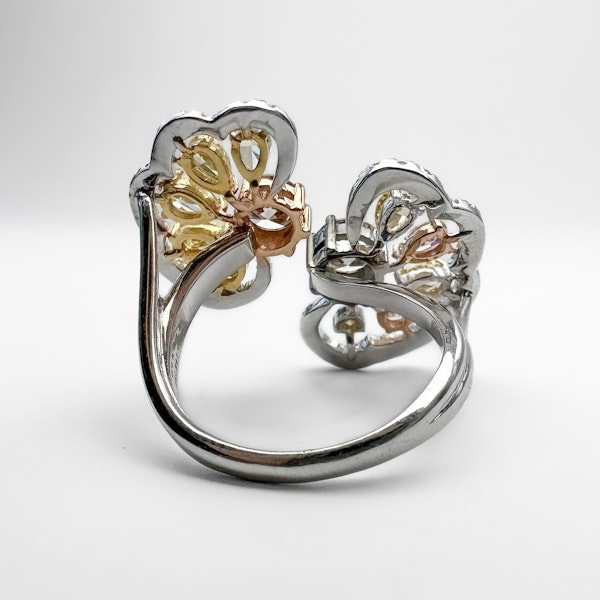Yellow, Pink & White Diamond Flower Ring - Saddingtons Jewellery Stand 375 - image 3