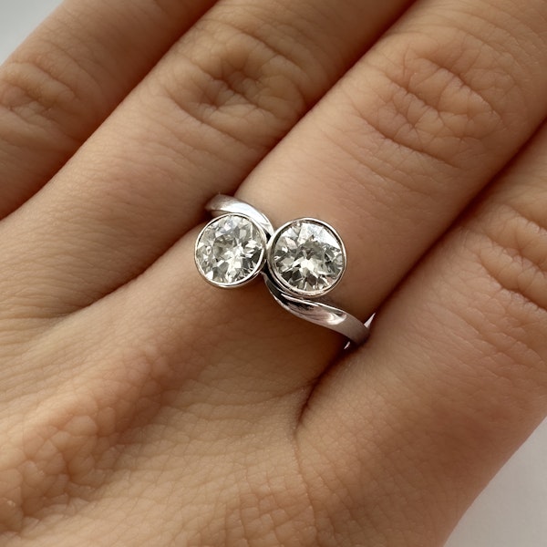 Antique 2 Stone Crossover Diamond Ring - Saddingtons Jewellery Stand 375 - image 4