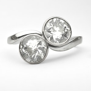 Antique 2 Stone Crossover Diamond Ring - Saddingtons Jewellery Stand 375