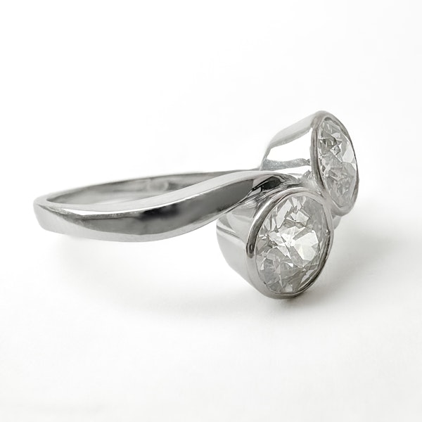 Antique 2 Stone Crossover Diamond Ring - Saddingtons Jewellery Stand 375 - image 2