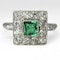 Antique Emerald & Diamond Square Cluster Ring - Saddingtons Jewellery Stand 375 - image 1