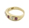 18ct Yellow Gold Ruby & Old Cut Diamond Gypsy 5-Stone Ring - Spectrum Antiques - image 2