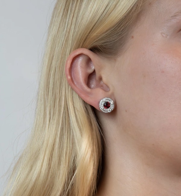 Diamond and Garnet Stud Earrings - Spectrum Antiques - image 3