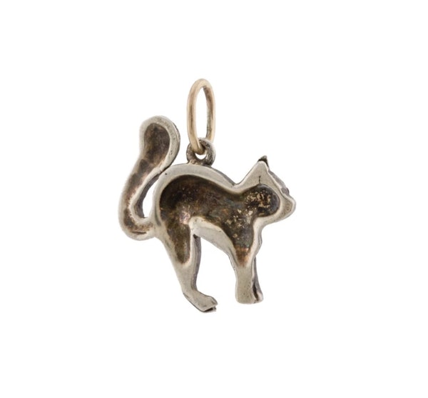 Silver Set Diamond Cat Pendant - Spectrum Antiques - image 3