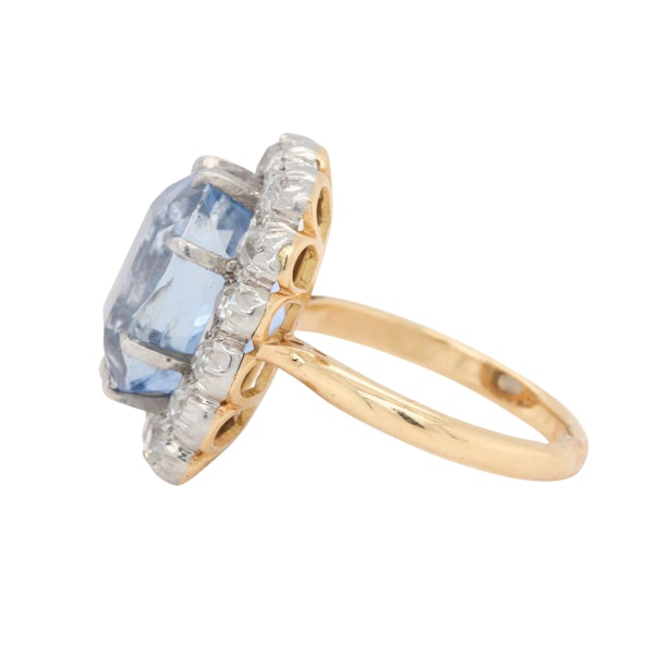 Edwardian Sri Lankan Sapphire and Diamond Cluster Ring - image 2