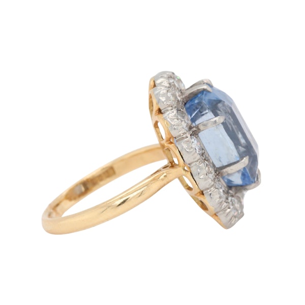 Edwardian Sri Lankan Sapphire and Diamond Cluster Ring - image 3