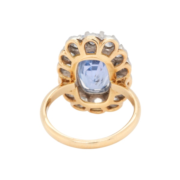 Edwardian Sri Lankan Sapphire and Diamond Cluster Ring - image 4