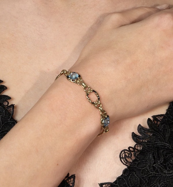 14ct Aquamarine & Enamel Art Deco Bracelet - Spectrum Antiques - image 2