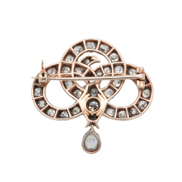 Victorian Old Mine Cut Diamond Snake Brooch with Emerald Eyes - Charlotte Sayers - image 2