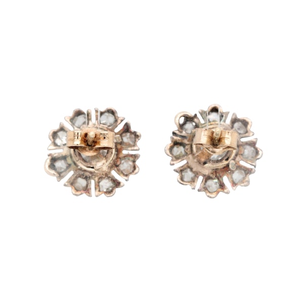 Victorian Old Mine Cut Diamond Stud Flower Earrings - Charlotte Sayers - image 2