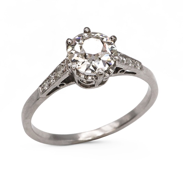 Art Deco Single Stone Diamond and Platinum Ring, 0.84ct, Circa 1930 - image 6