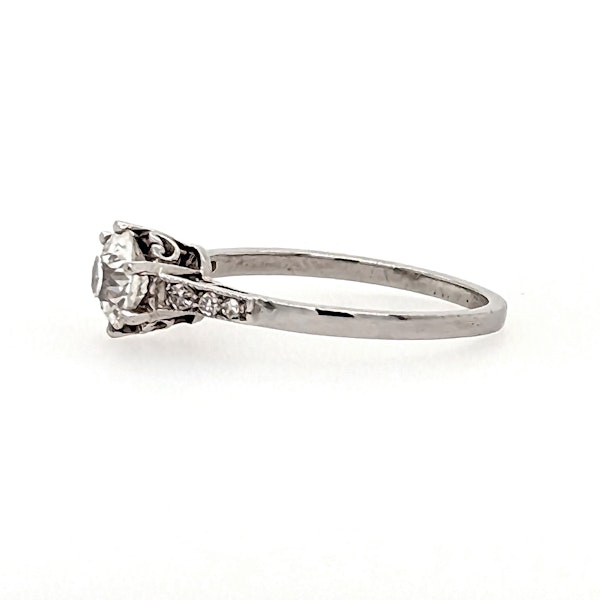 Art Deco Single Stone Diamond and Platinum Ring, 0.84ct, Circa 1930 - image 8