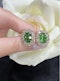 4.12 carat Tsavorite garnet & diamond cluster earrings 18k yellow gold - image 2