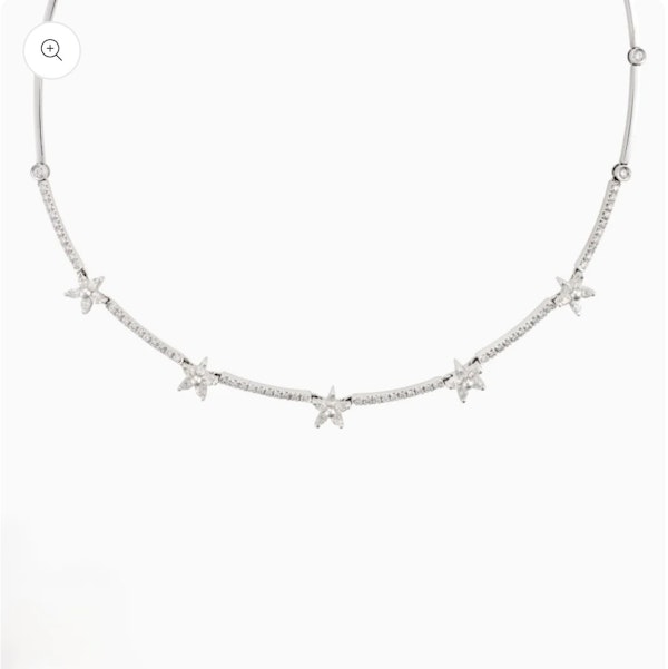 Diamond flower motif necklace 18k white gold - image 1