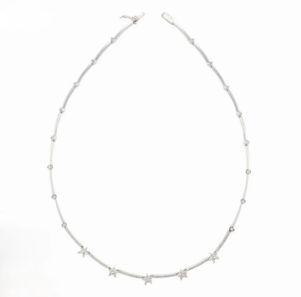 Diamond flower motif necklace 18k white gold - image 2