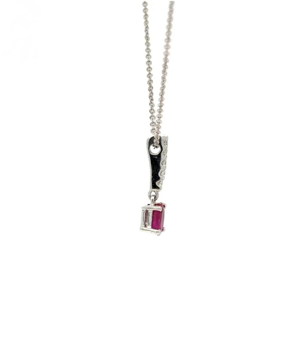 Ruby & Diamond Drop Necklace in 9k Gold - image 2