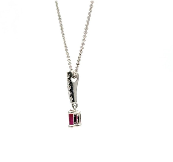 Ruby & Diamond Drop Necklace in 9k Gold - image 3