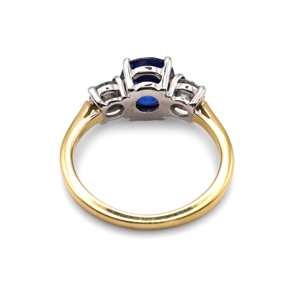 Modern Sapphire, Diamond, Yellow and White Gold Three Stone Ring, 1.93 Carats - image 5