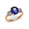 Modern Sapphire, Diamond, Yellow and White Gold Three Stone Ring, 1.93 Carats - image 3