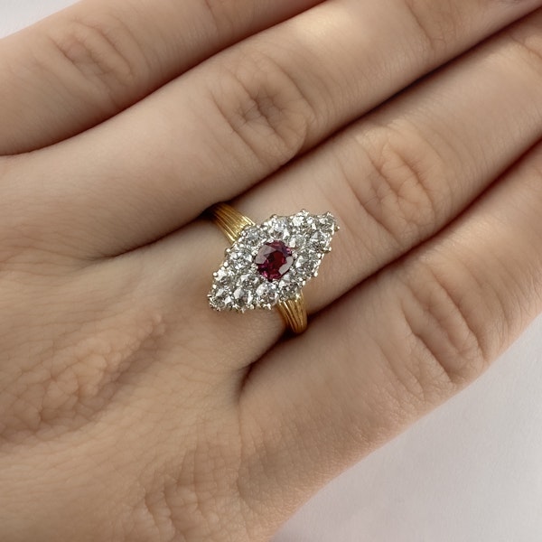 Diamond & Burma Ruby Marquise Ring - Saddingtons Jewellery Stand 375 - image 4
