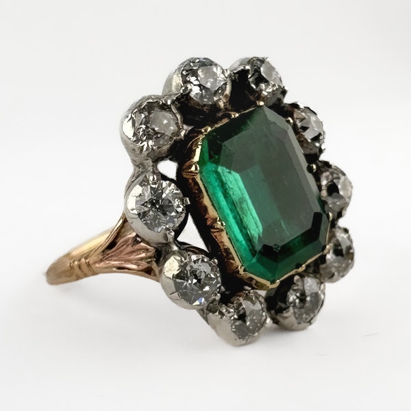 Victorian Emerald & Diamond Cluster Ring - Saddingtons Jewellery Stand 375 - image 3
