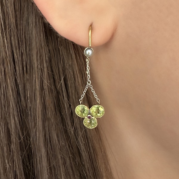 Antique Period Trefoil Drop Earrings - Saddingtons Jewellery Stand 375 - image 2