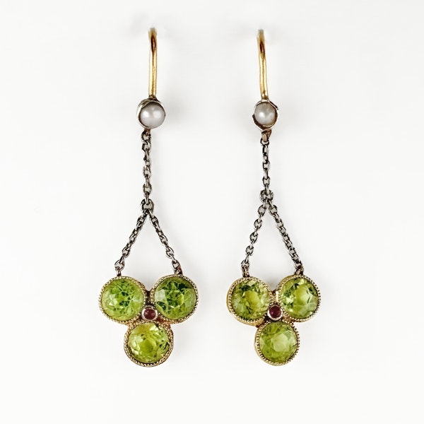 Antique Period Trefoil Drop Earrings - Saddingtons Jewellery Stand 375 - image 1