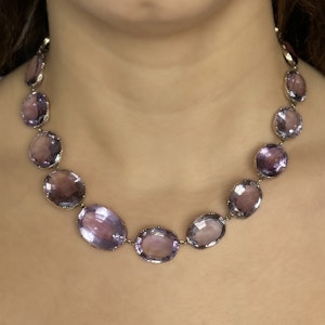 Late Victorian Amethyst Gold Necklace - Saddingtons Jewellery Stand 375