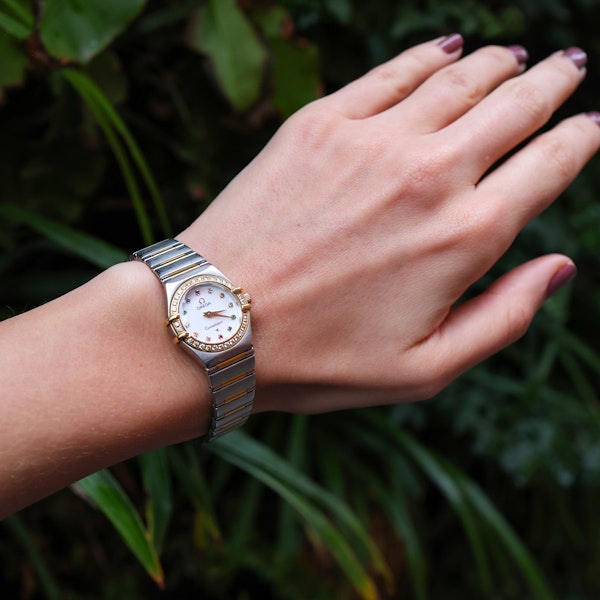 Lovely Omega Constellation Diamond And Gem-Set Wristwatch at Deco&Vintage Ltd - image 2