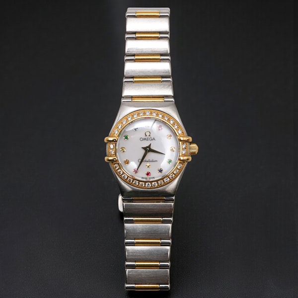 Lovely Omega Constellation Diamond And Gem-Set Wristwatch at Deco&Vintage Ltd - image 4