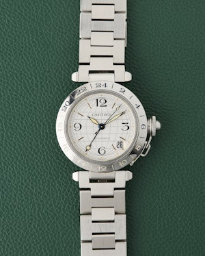 Cartier Pasha C GMT Ref. 2377 Steel Bracelet Automatic Red Box