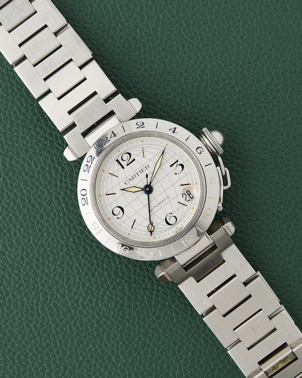 Cartier Pasha C GMT Ref. 2377 Steel Bracelet Automatic Red Box - image 2