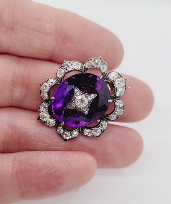 Rare Antique amethyst and diamond brooch sku 8830 DBGEMS - image 2