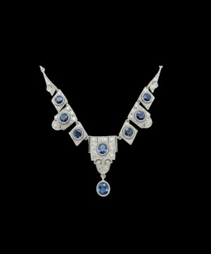 Art deco sapphire and diamond necklace sku 8829 DBGEMS