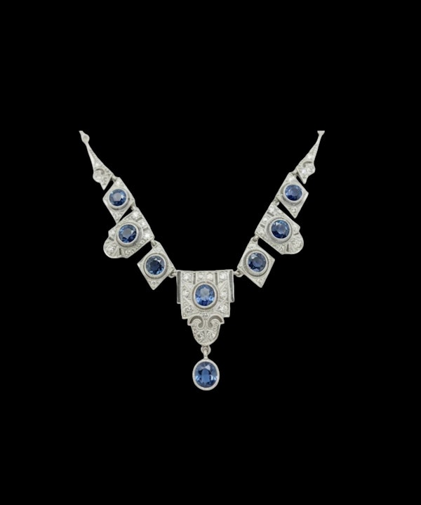 Art deco sapphire and diamond necklace sku 8829 DBGEMS - image 1