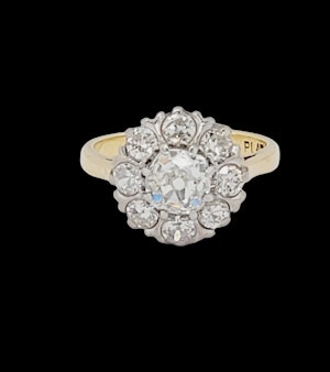 Antique diamond cluster engagement ring sku 8813 DBGEMS