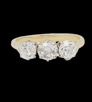 Charming old mine cut diamond trilogy ring sku 8814 DBGEMS