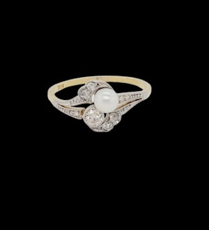Art nouveau pearl and diamond  dress ring sku 8825 DBGEMS