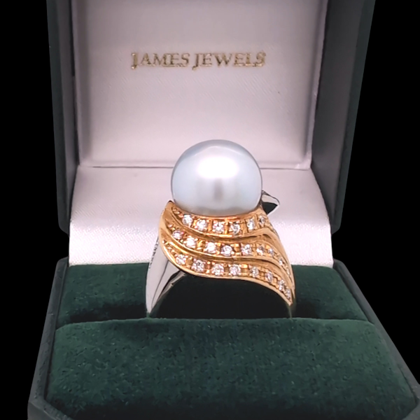 Pearl and Diamond Cocktail Ring - image 1