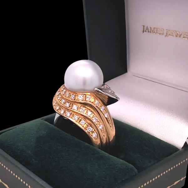 Pearl and Diamond Cocktail Ring - image 4