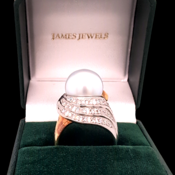 Pearl and Diamond Cocktail Ring - image 3