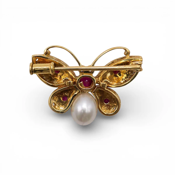 Enamel, Diamond And Ruby Butterfly Brooch - image 7