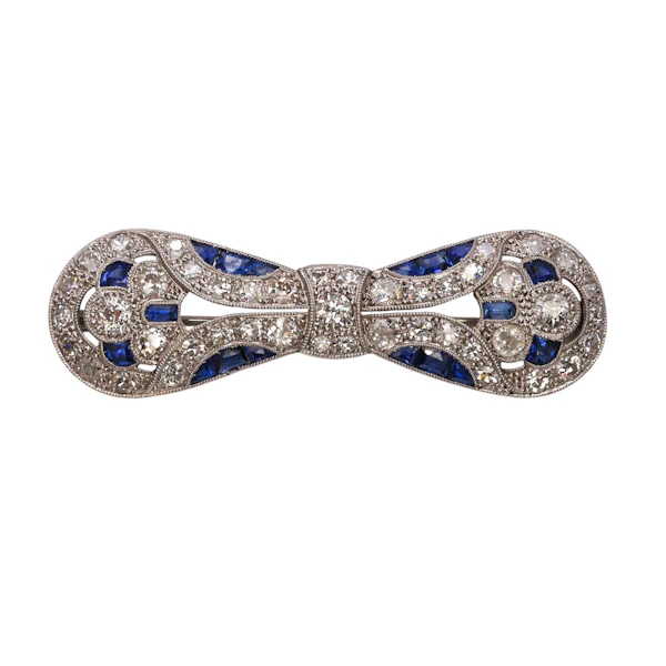 Art Deco Sapphire, Diamond And Platinum Bow Brooch, Circa 1930 - image 5