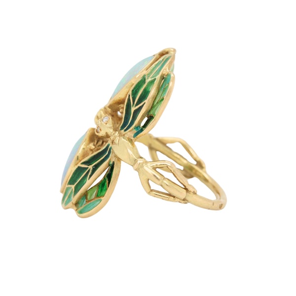 Plique-A-Jour Enamel and Opal Dragonfly Ring - Charlotte Sayers - image 4