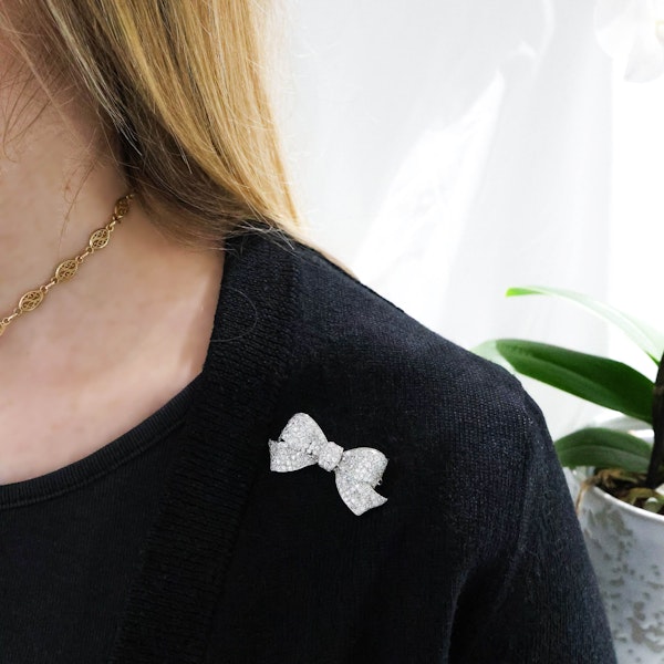 Art Deco Diamond And Platinum Bow Brooch, Circa 1925 - image 6